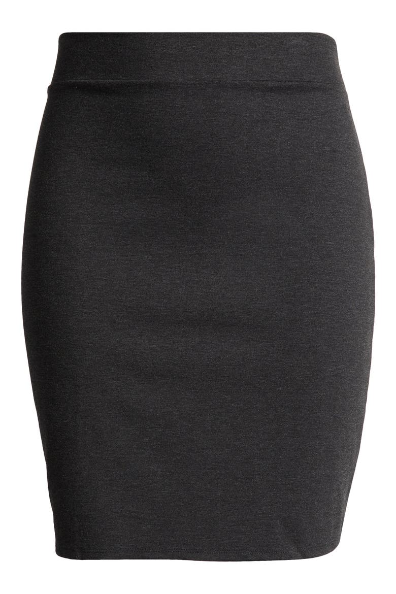 Solid Color Elastic Waist Stretch Skirt, Alternate, color, CHARCOAL