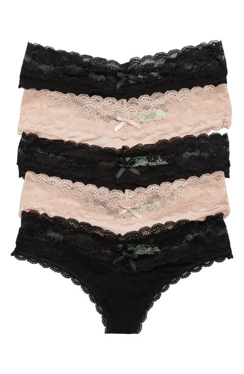Ahna Lace Trim Thong - Pack of 5