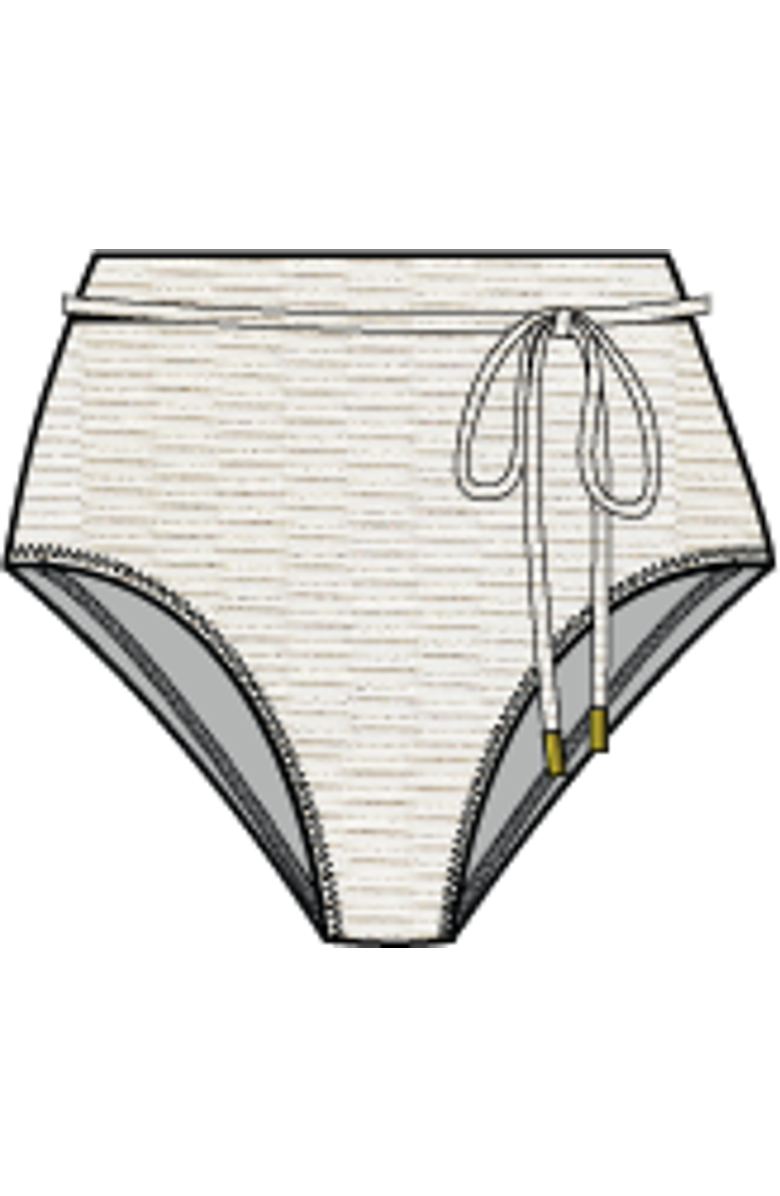 Change of Scenery Belted Hi Waist Hi Leg Bottom, Main, color, Ivory/Gold Metallic