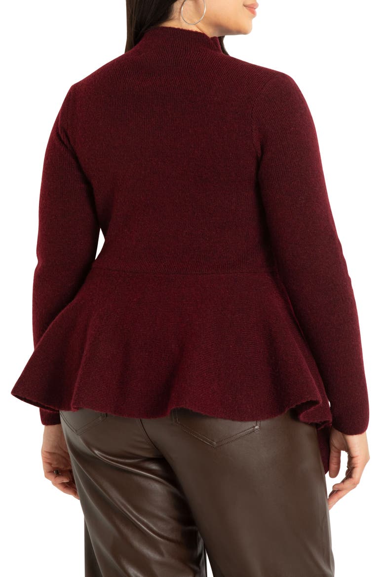Peplum Sweater, Alternate, color, ZINFANDEL