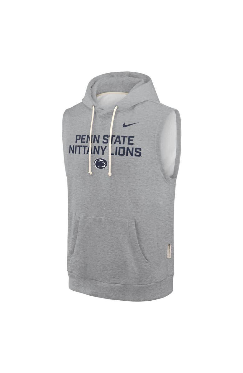 Nike Men's Nike Heather Gray Penn State Nittany Lions 2025 Sideline Performance Sleeveless Pullover Hoodie, Alternate, color,