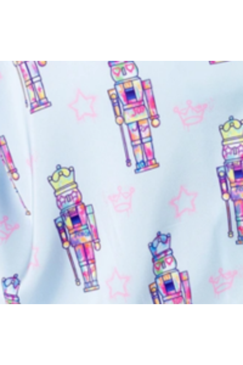 Graffiti Nutcracker Silky Pants Sleeve Shorts Set, Alternate, color, Pink