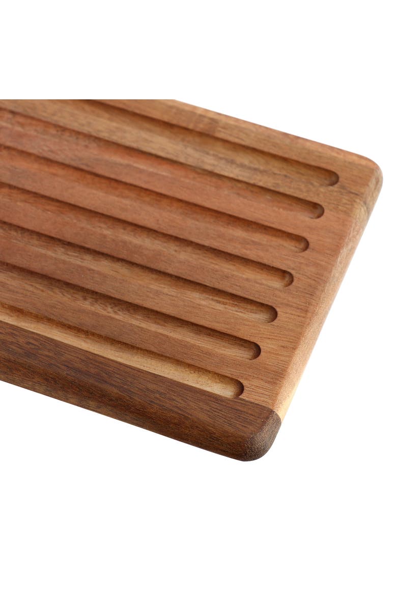 2 Piece Acacia Wood Serving Board and Bread Knife Set, Alternate, color, Brown