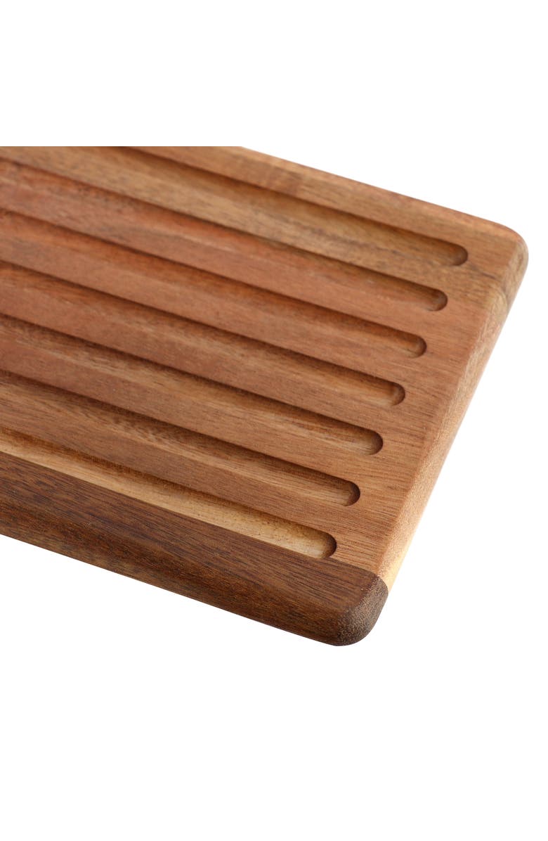 Gibson Elite 2 Piece Acacia Wood Serving Board and Bread Knife Set, Alternate, color, Brown