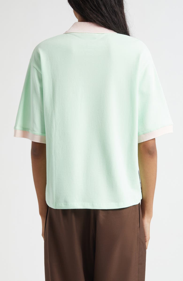Ashley Williams Lady Print Oversize Cotton Polo, Alternate, color, Mint