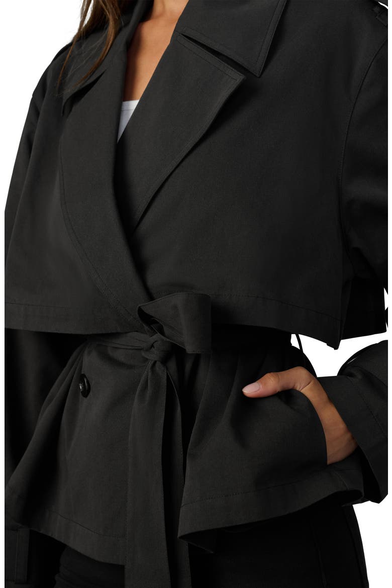The Liz Cropped Trench Coat, Alternate, color, BLACK