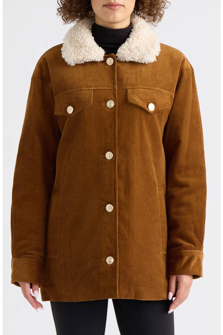 Roos Padded Corduroy Shacket, Main, color, AMBER