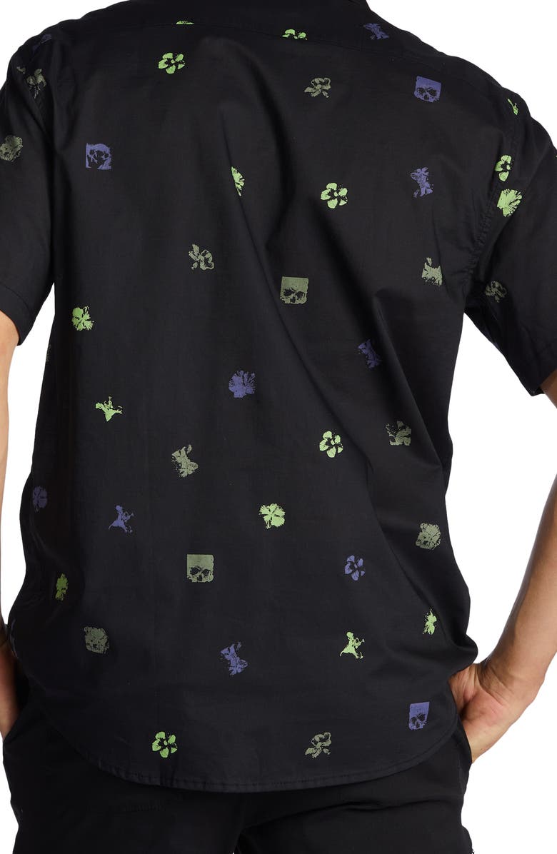 Billabong Sundays Mini Print Short Sleeve Cotton Button-Up Shirt, Alternate, color, 
