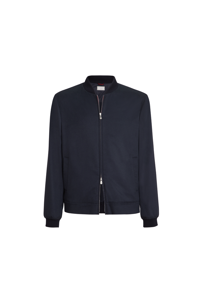 Lightweight cashmere flannel bomber jacket, Alternate, color, Navy Blue
