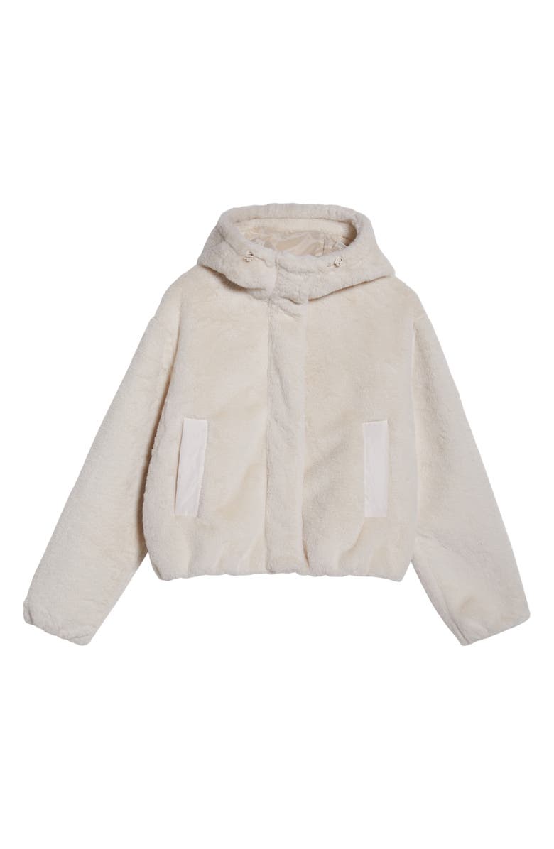 Zella Faux Fur Hooded Jacket, Alternate, color, Beige Seashore