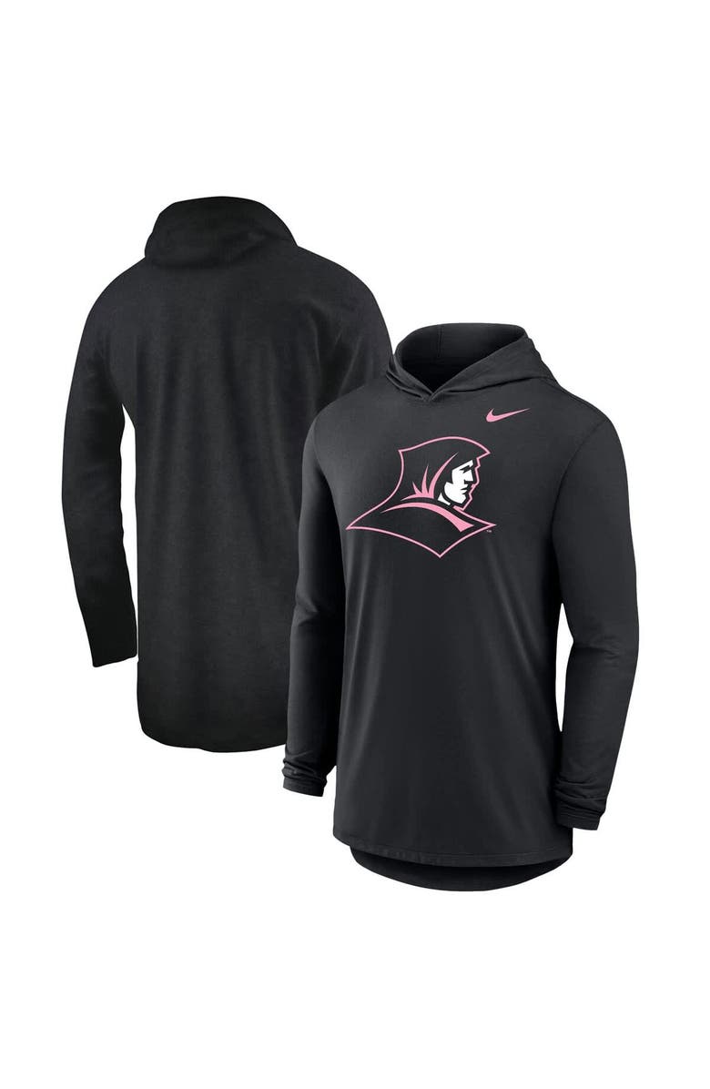 Nike Men's Nike Black Providence Friars Pink Out Tri-Blend Performance Long Sleeve Hooded T-Shirt, Main, color, Black