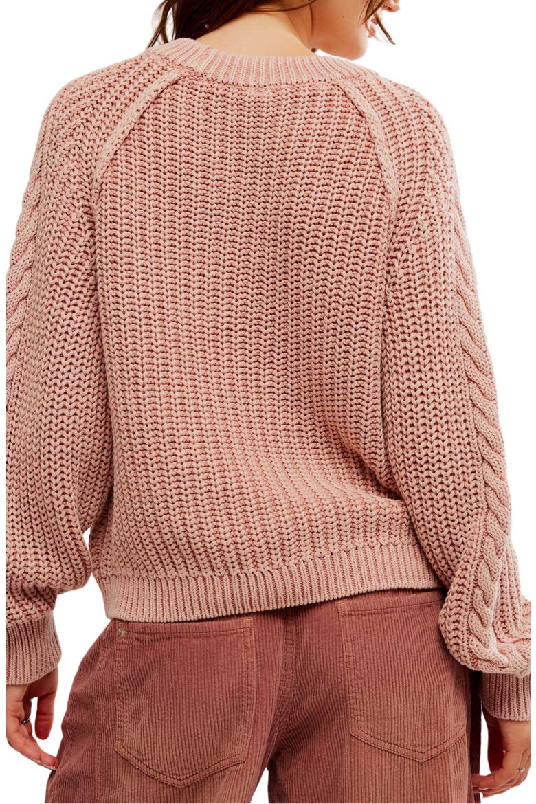 Frankie Cable Cotton Sweater, Alternate, color, MISTY ROSE