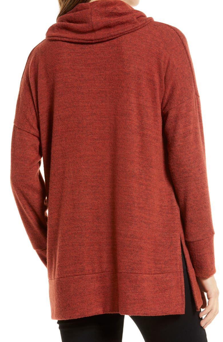 Loveappella Cowl Neck Long Sleeve Top, Alternate, color, Rust