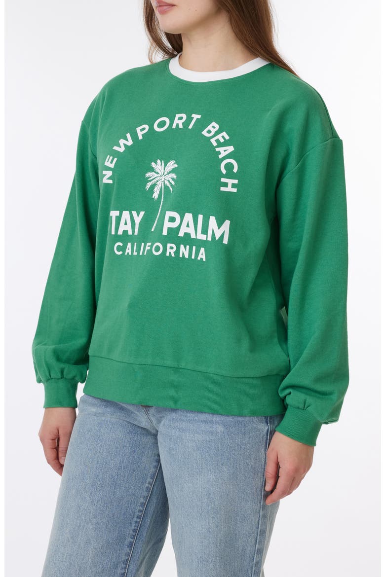 Millie Beach Terry Ringer Crewneck Sweatshirt, Alternate, color, PINE GREEN