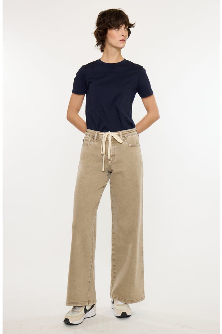Natty Mid Rise Wide Flare Jeans, Alternate, color, Tan