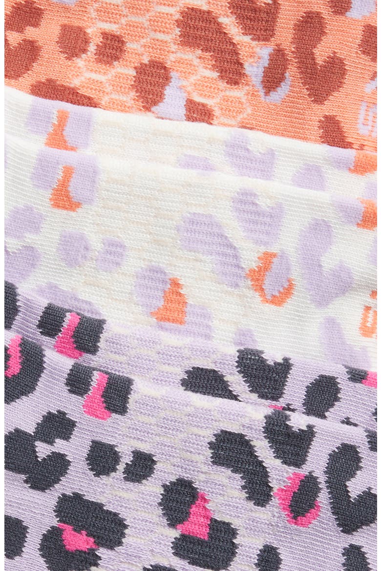 Tonal Leopard 3-Pack Ankle Socks, Alternate, color, GUAVA MIX