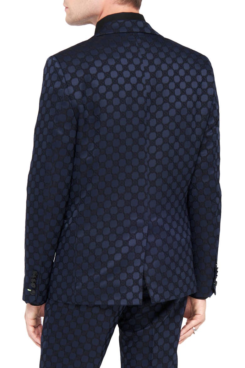 Papatya Slim Fit Navy Jacquard Suit Jacket, Alternate, color, NAVY