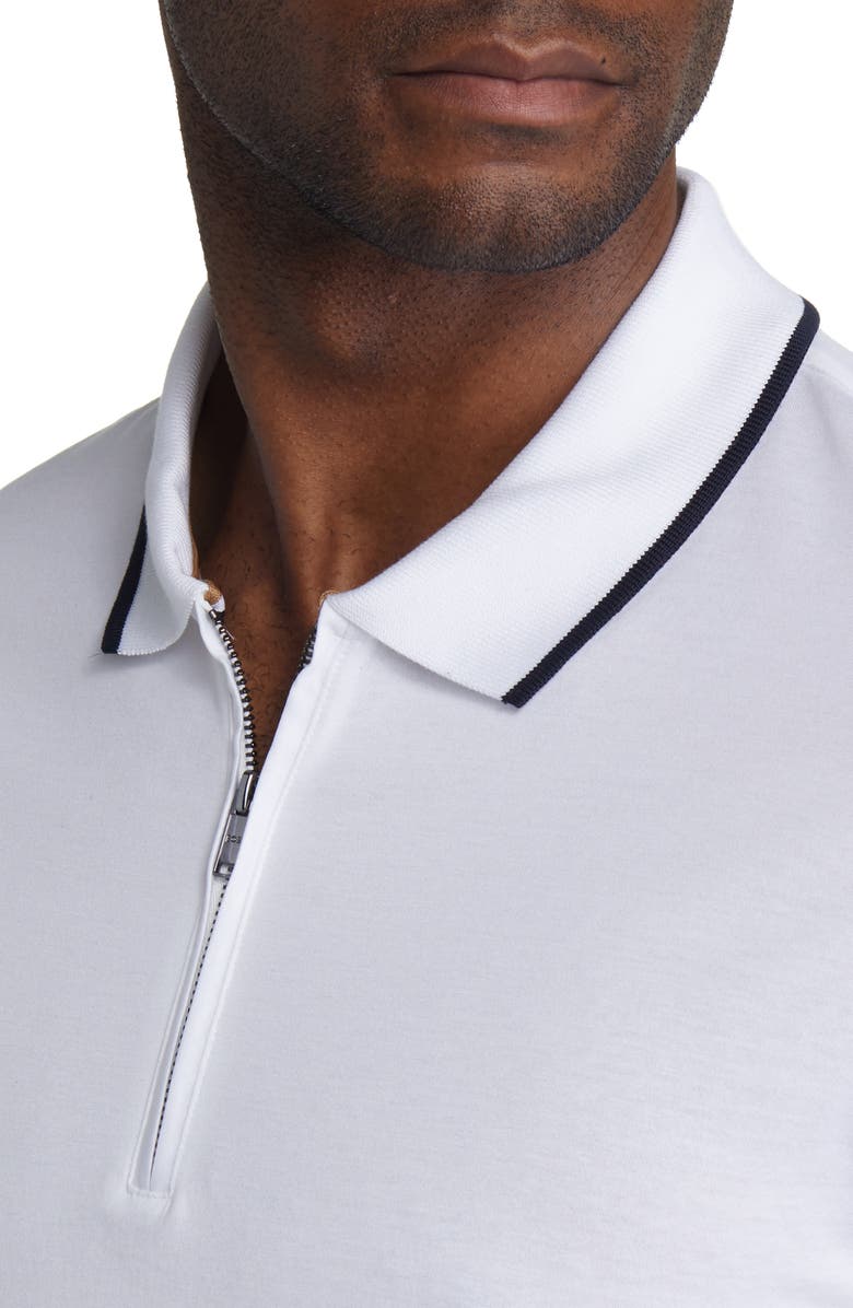 BOSS Polston Tipped Zip Polo, Alternate, color, White