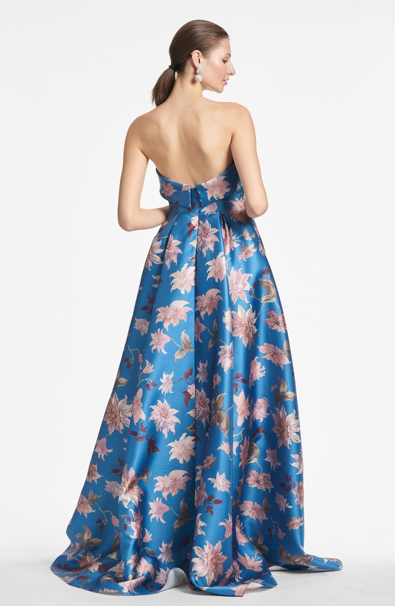 Sachin & Babi Floral Print Belted Strapless Satin Gown, Alternate, color, 