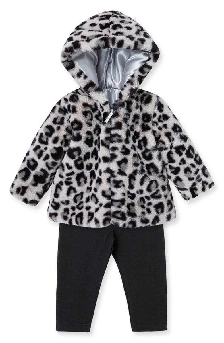 Little Me Kids' Faux Fur Jacket, Shirt and Pants Set, Alternate, color, 