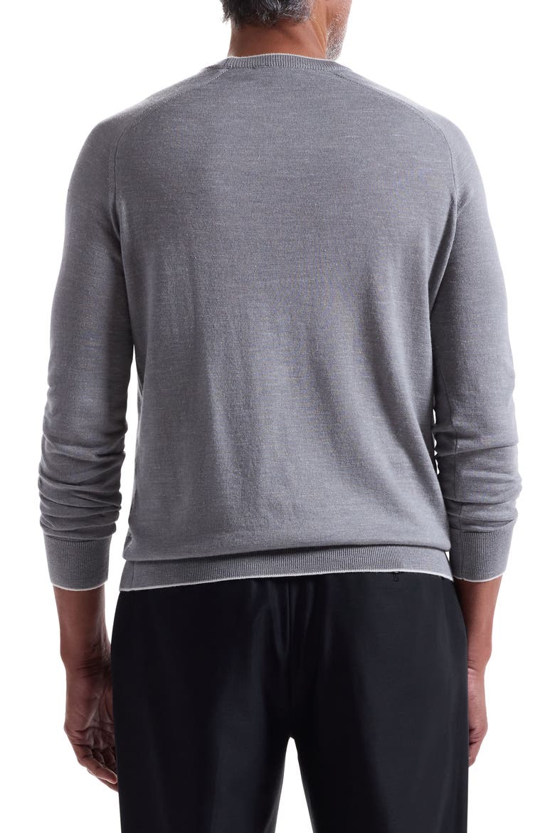 Tipped Merino Wool, Silk & Linen Crewneck Sweater, Alternate, color, ZINC
