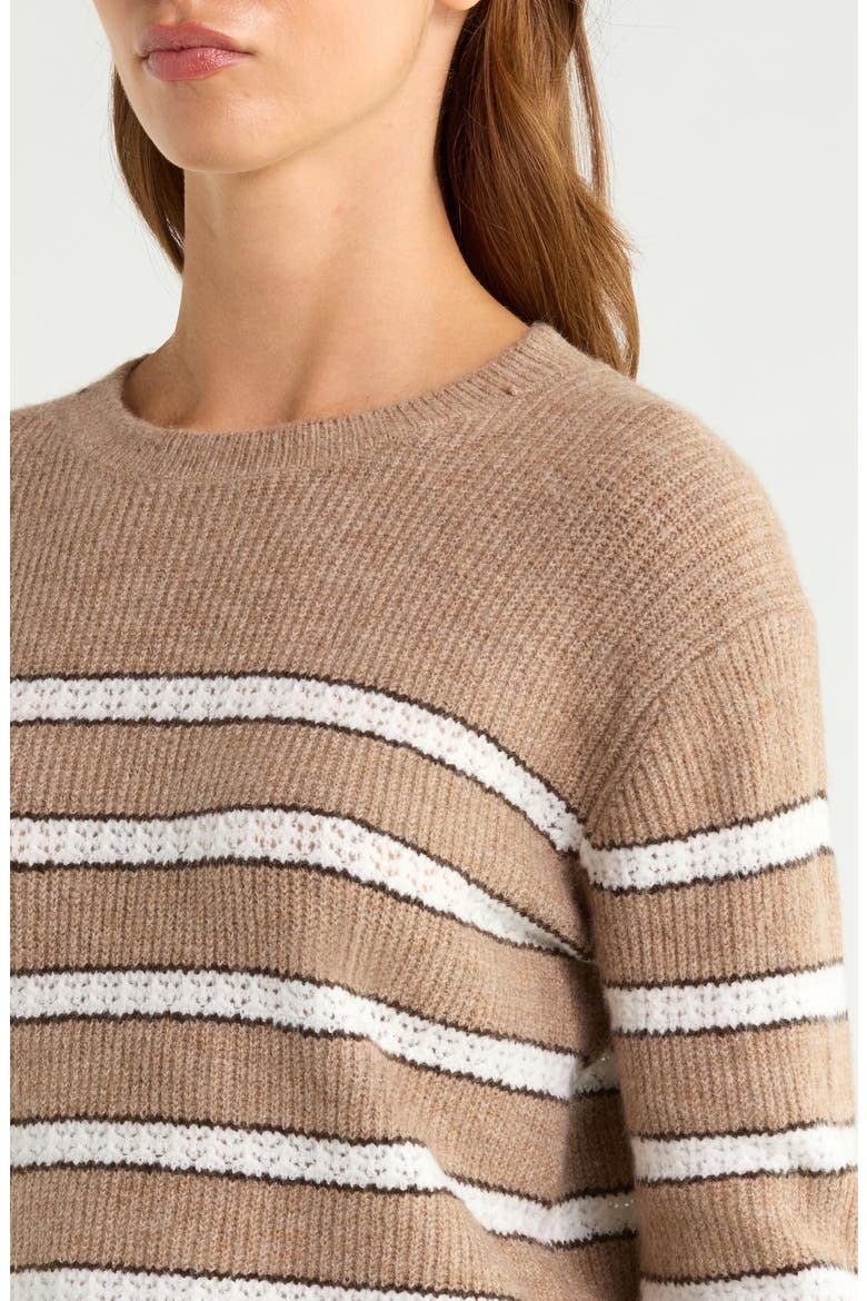 Stripe Pointelle Stitch Sweater, Alternate, color, TAUPE