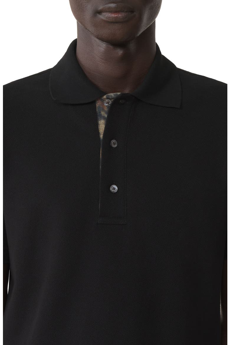 Polo Shirt In Pique Cotton, Alternate, color, Black