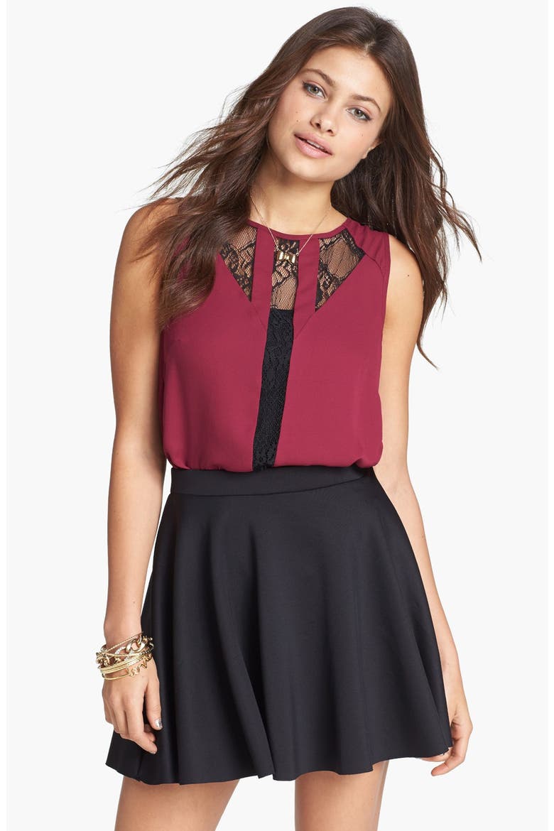 Lace Inset Tank, Main, color, BURGUNDY