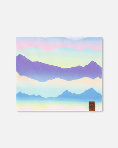 Deux Par Deux Girl's Printed Neck Tube Mauve And Blue, Pink Mountain In Multi
