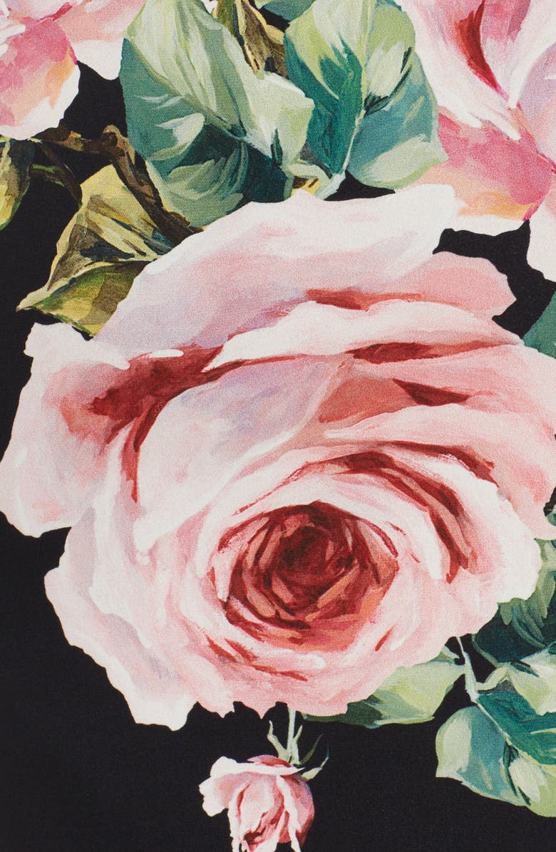 Dolce&Gabbana Rose Print Stretch Silk Dress, Alternate, color, 