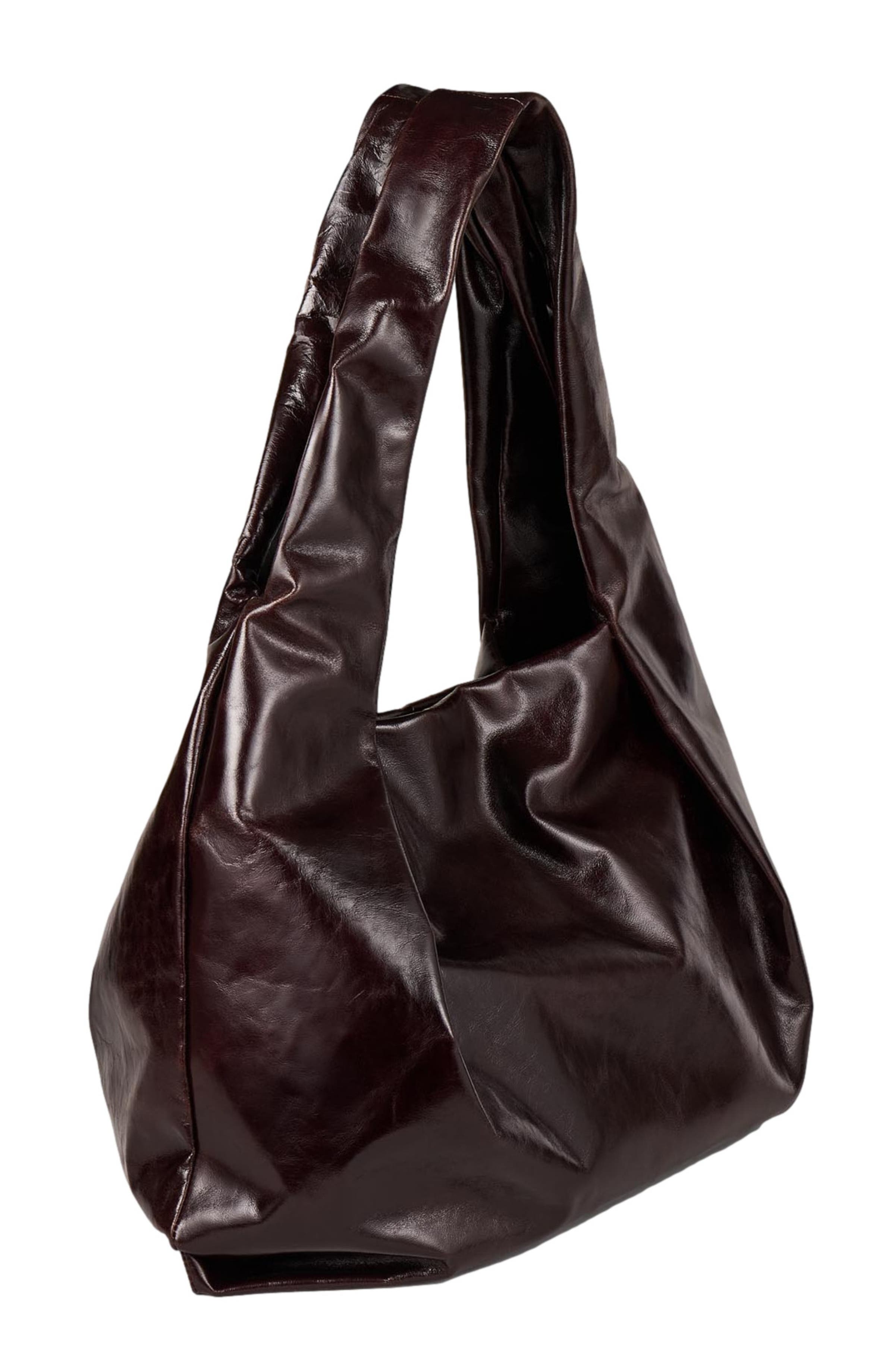 SANDRO Large shiny leather bag, Alternate, color, 