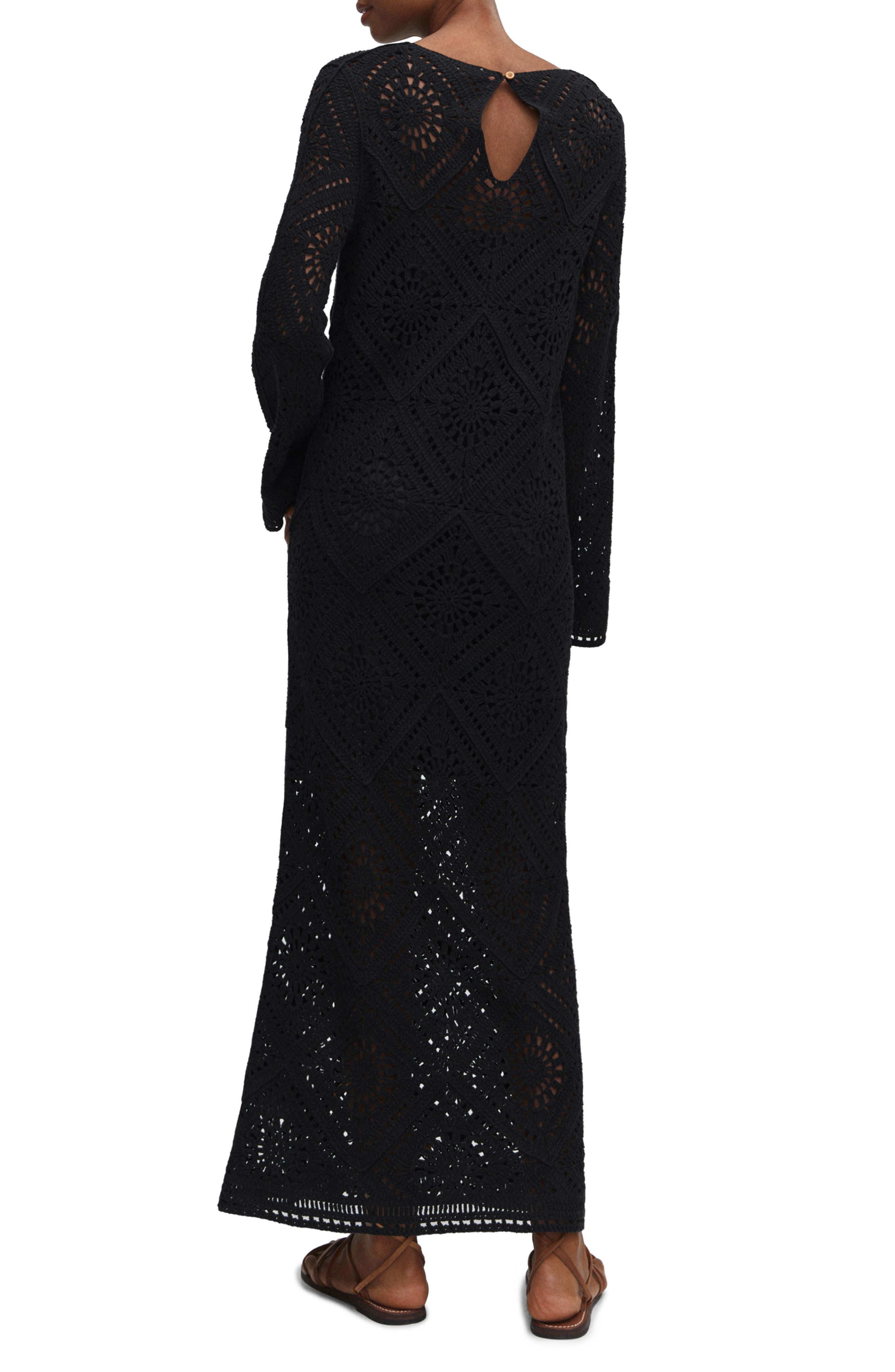 MANGO Crochet Long Sleeve Maxi Dress (Women) | Nordstromrack