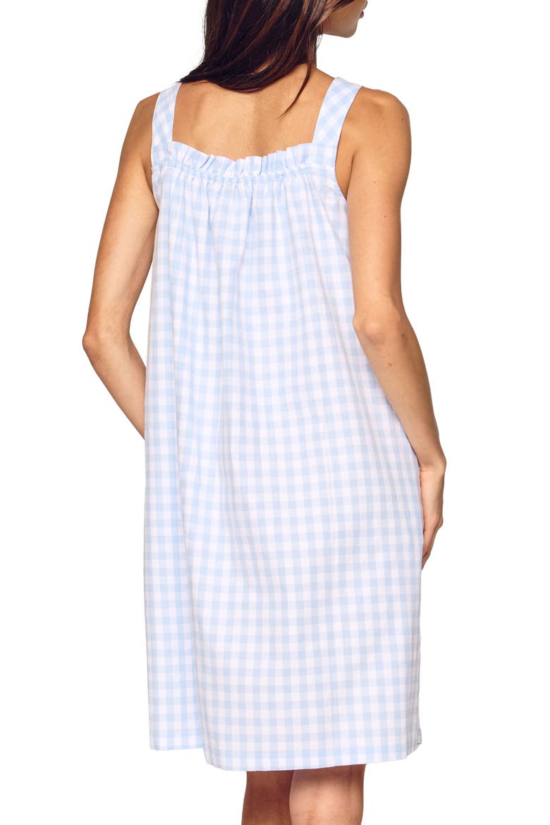 Annabelle Gingham Brushed Cotton Twill Nightgown, Alternate, color, BLUE