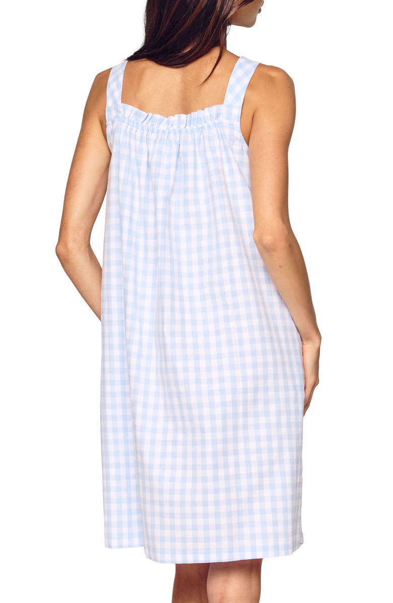 Petite Plume Annabelle Gingham Brushed Cotton Twill Nightgown, Alternate, color, Blue