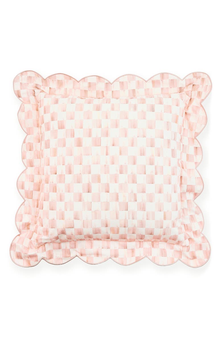 MACKENZIE CHILDS Rosy Check Reversible Scallop Throw Pillow, Main, color, Rosy