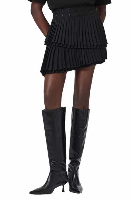 AllSaints Oona Pleated Asymmetric Miniskirt