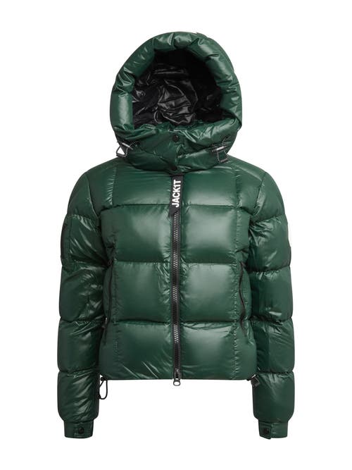 Jack1t Ez Boxed Hooded Cropped Puffer Coat In Green