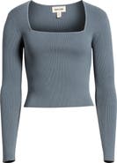 Open Edit Luxe Sculpt Square Neck Long Sleeve Top