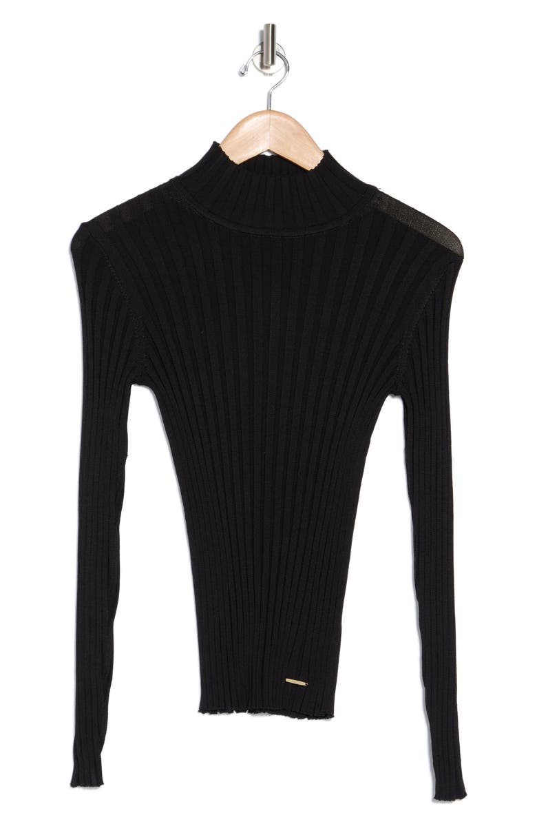 ELIE ELIE TAHARI Long Sleeve Mock Rib Top, Alternate, color, 