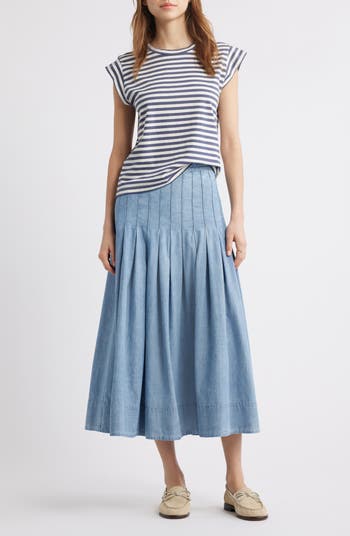 人気 GREAT. THE The Nordstrom | Skirt Midi Chambray Pleated Rhythm スカート