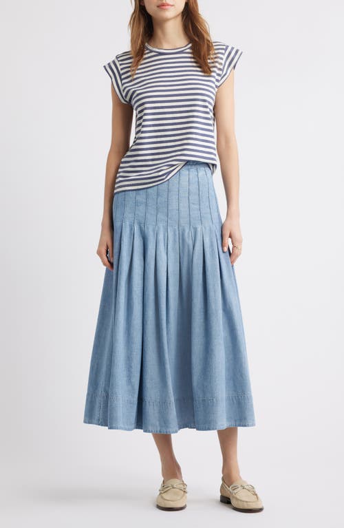 The Great . The Peak Stripe Cotton Top In Vintage Blue Stripe
