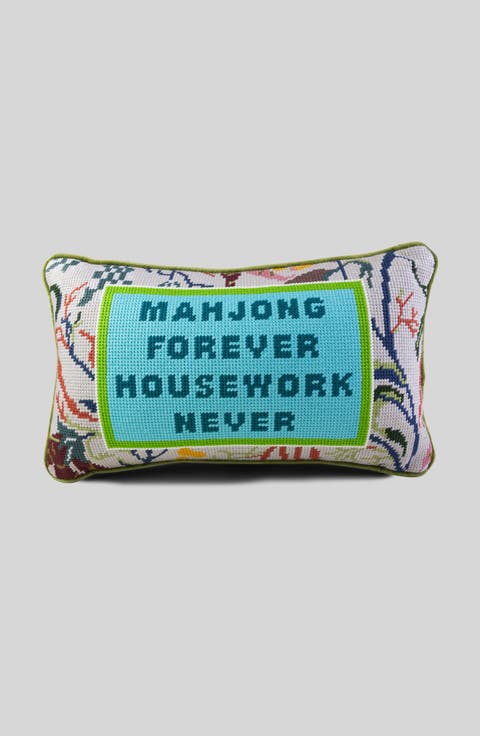 Mahjong Needlepoint Pillow