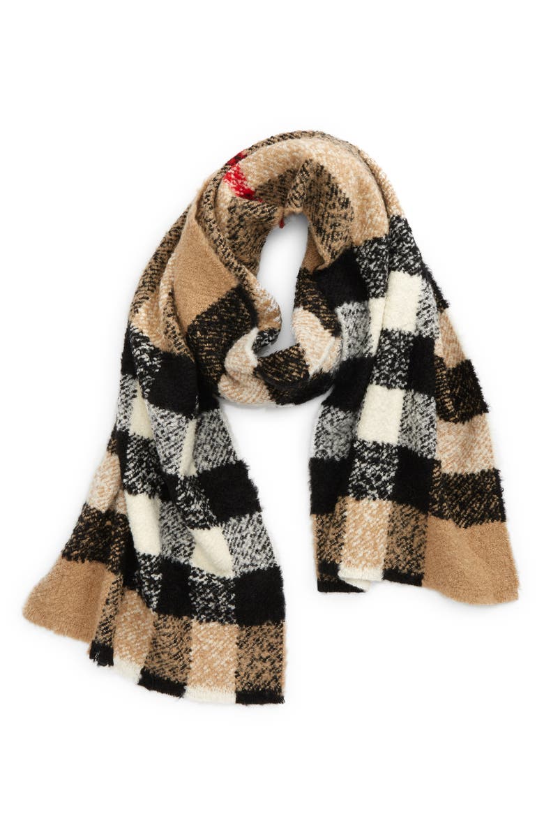Burberry Mega Check Cashmere, Wool & Silk Bouclé Scarf, Alternate, color, 