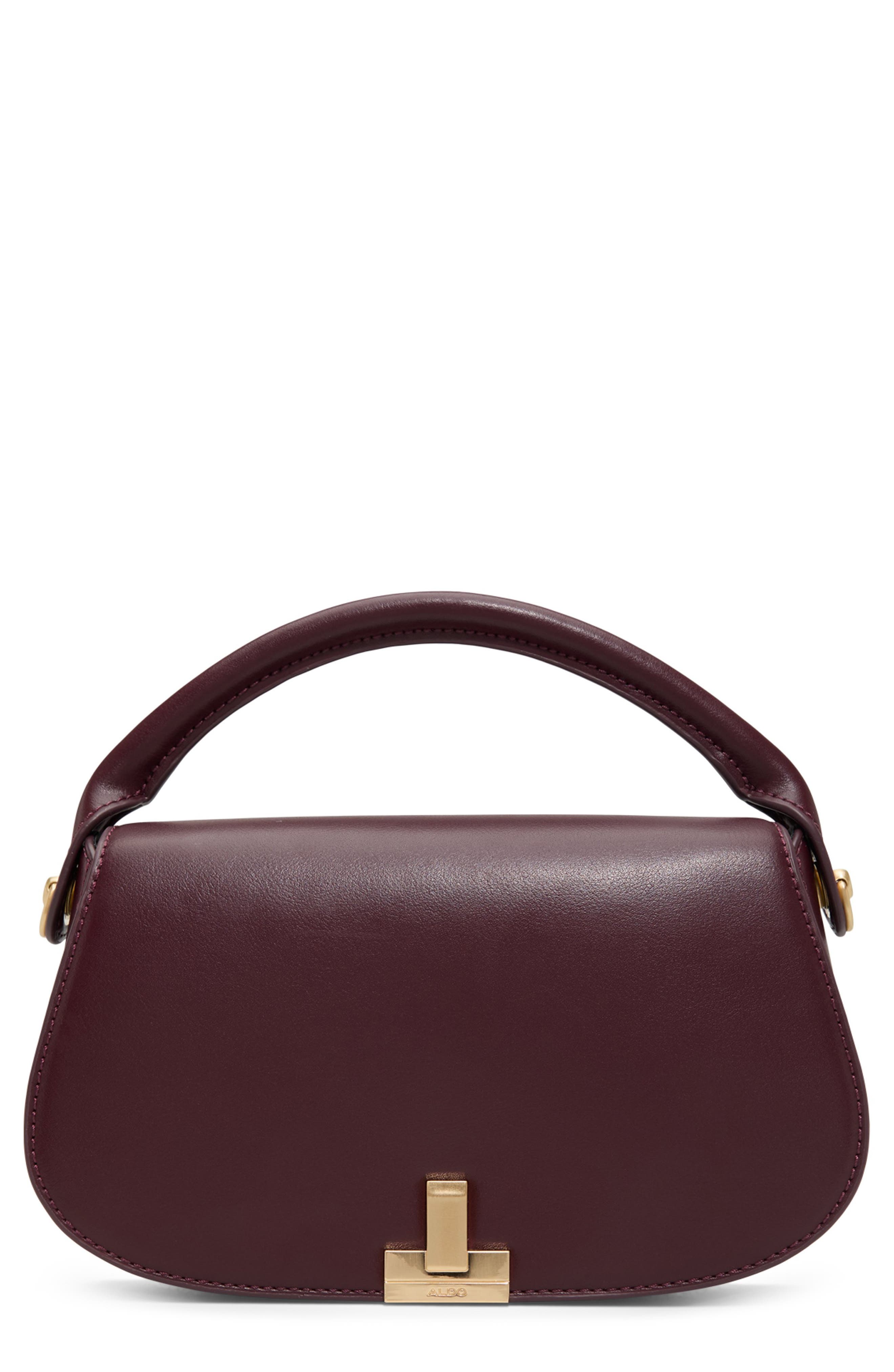 ALDO Willamae Faux Leather Top Handle Bag, Main, color, Dark Plum