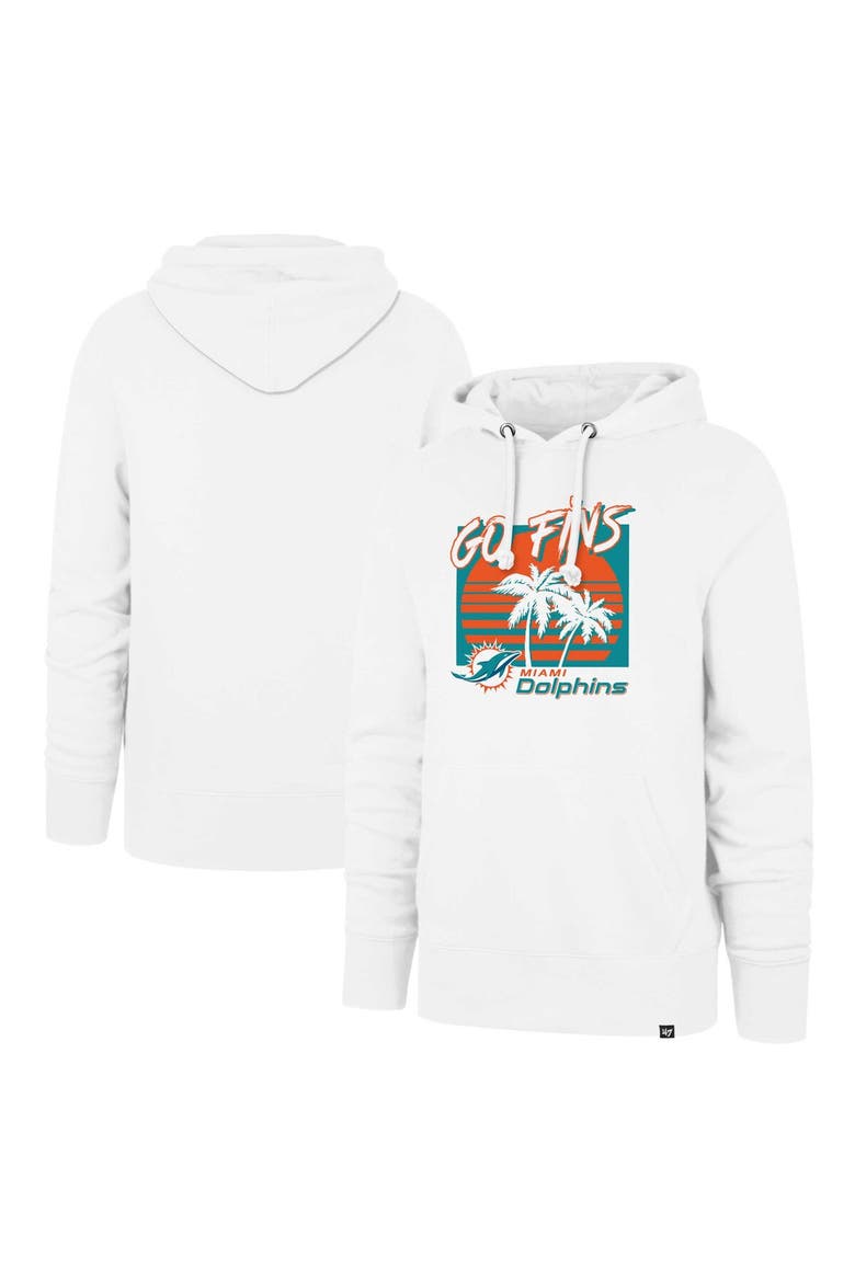 Men's '47 White Miami Dolphins Go Fins Regional Headline Pullover Hoodie, Main, color, White