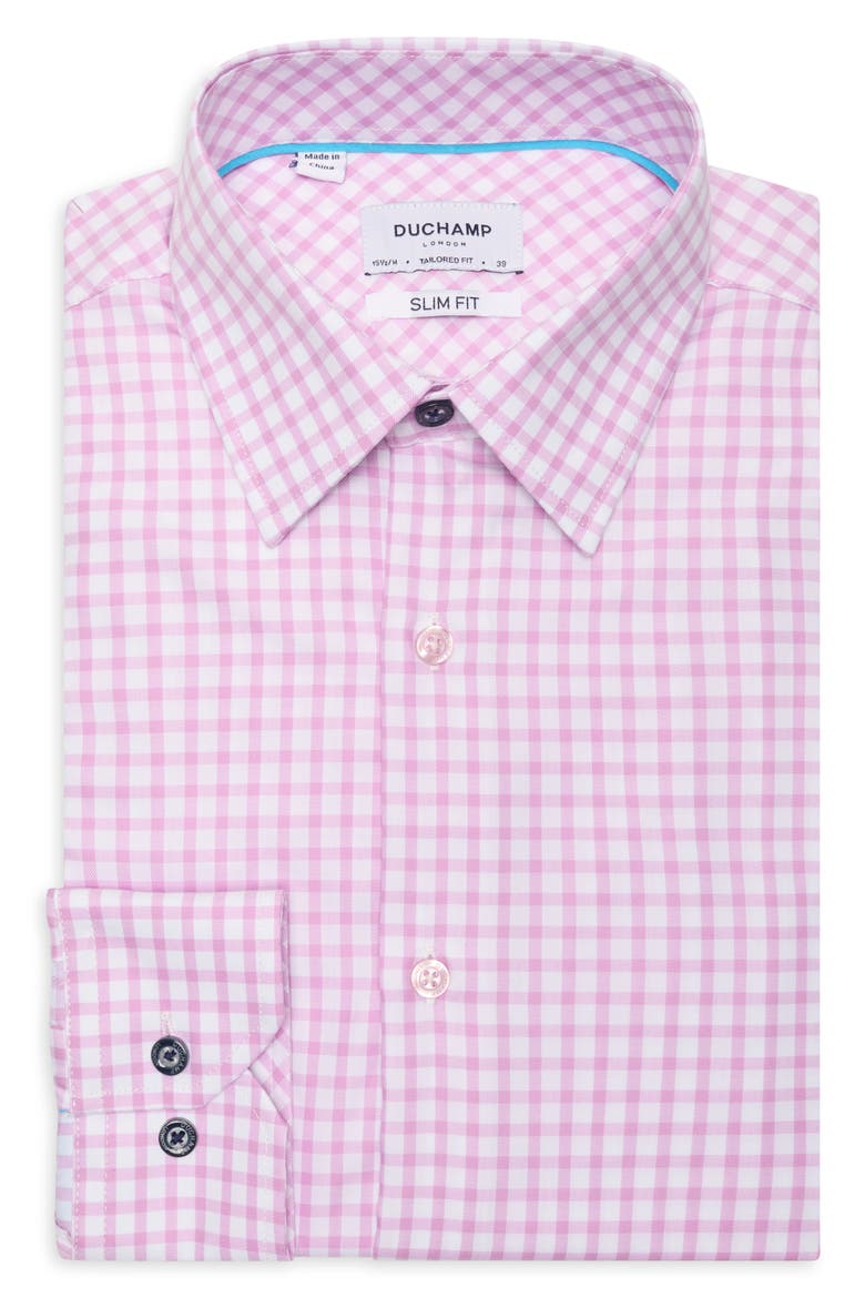 Slim Fit Gingham Dress Shirt, Alternate, color, PURPLE
