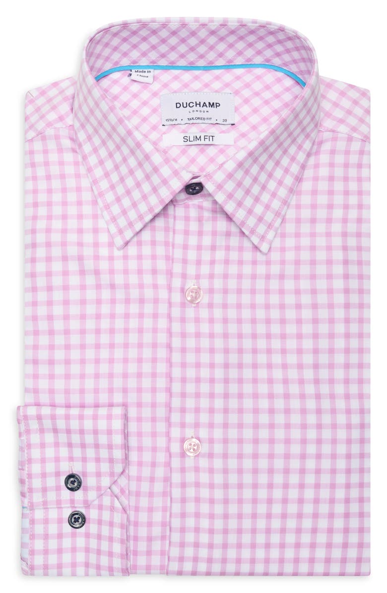 Duchamp Slim Fit Gingham Dress Shirt, Alternate, color, Purple