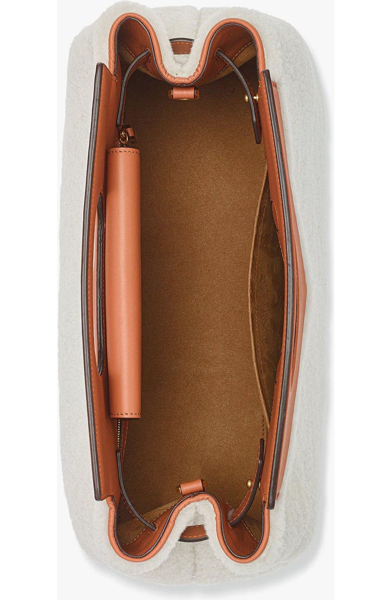 MCM Soft Diamond Shoulder Bag in Shearling and Leather, Alternate, color, White