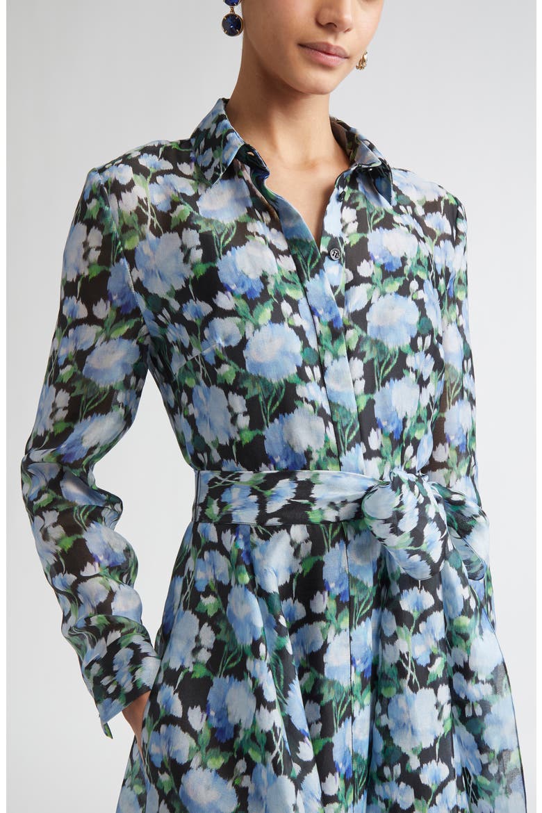 Floral Print Long Sleeve Trench Dress, Alternate, color, BLUE MULTI COLOR