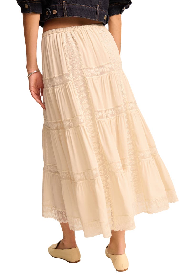 Maevie Lace Inset Tiered Skirt, Alternate, color, CREAM